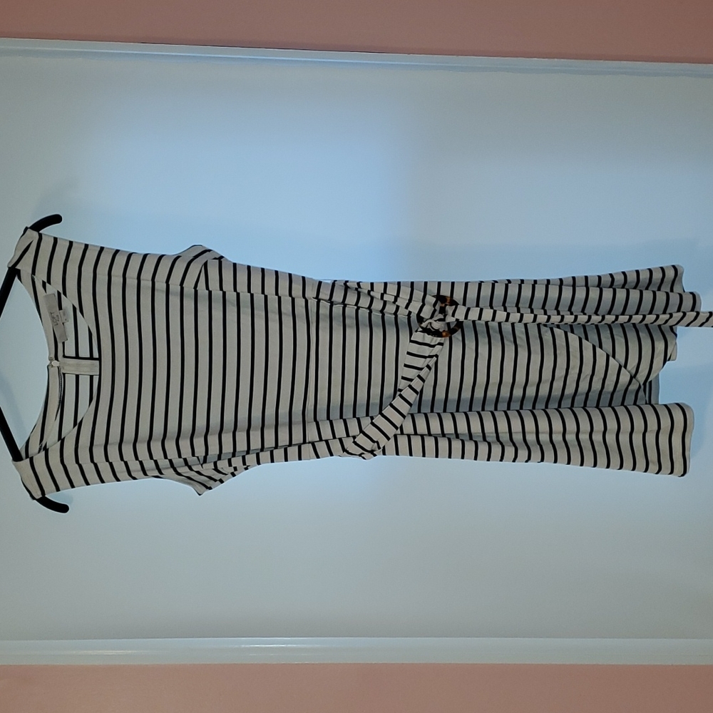 Striped Faux Wrap Dress